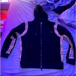 Burberry Mens Black Zip Up Hoodie